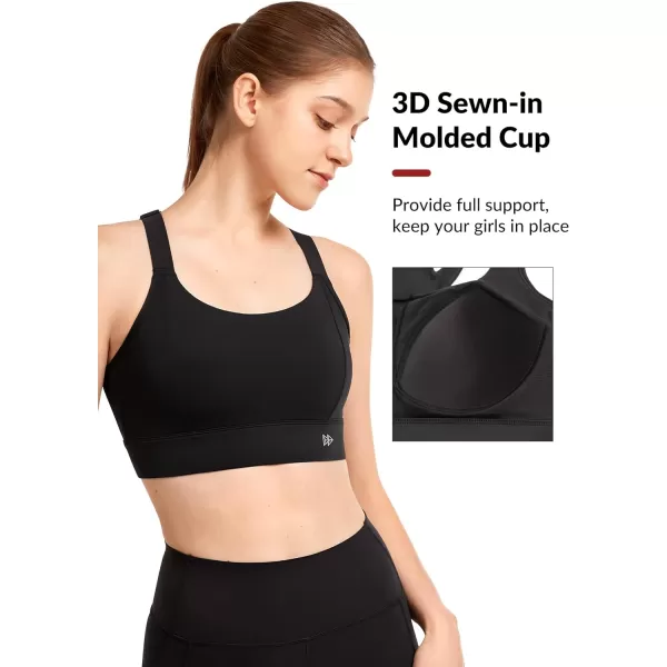 Yvette Womens Hign Impact Sports Bras Adjustable Straps Supportive Racerback Sports Bra Plus Size for RunningBlack