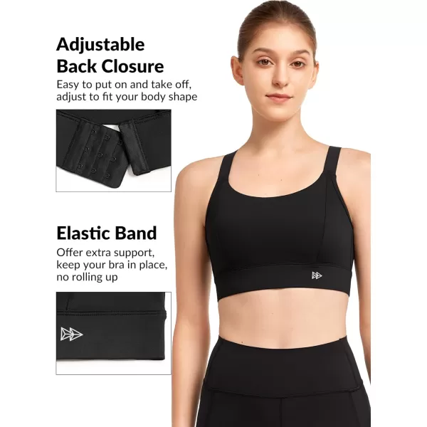 Yvette Womens Hign Impact Sports Bras Adjustable Straps Supportive Racerback Sports Bra Plus Size for RunningBlack