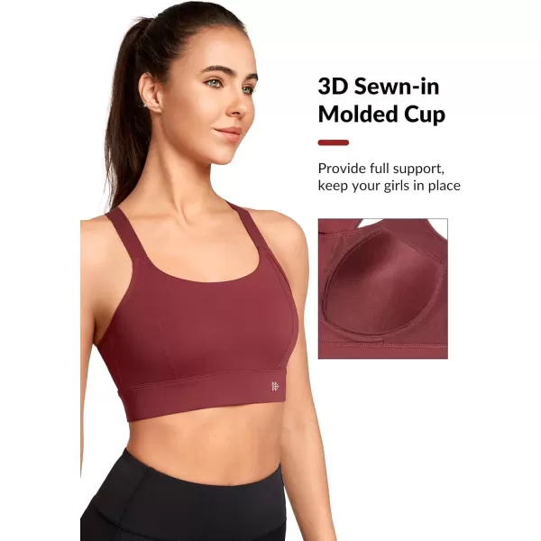 Yvette Womens Hign Impact Sports Bras Adjustable Straps Supportive Racerback Sports Bra Plus Size for RunningBurgundy
