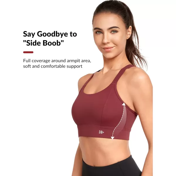 Yvette Womens Hign Impact Sports Bras Adjustable Straps Supportive Racerback Sports Bra Plus Size for RunningBurgundy