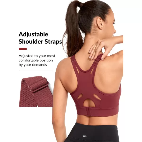 Yvette Womens Hign Impact Sports Bras Adjustable Straps Supportive Racerback Sports Bra Plus Size for RunningBurgundy