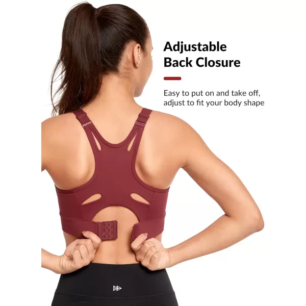Yvette Womens Hign Impact Sports Bras Adjustable Straps Supportive Racerback Sports Bra Plus Size for RunningBurgundy