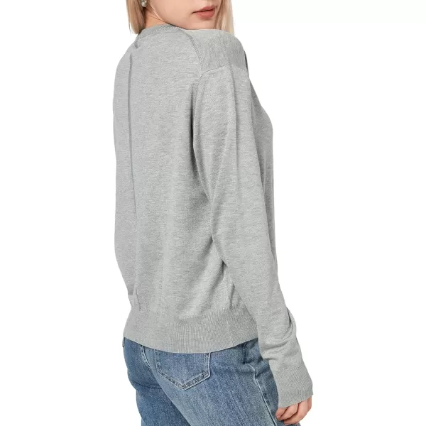 Yvette Womens Lightweight Cardigan Crewneck Button Down Cropped Classic Sweater Casual DressyGrey