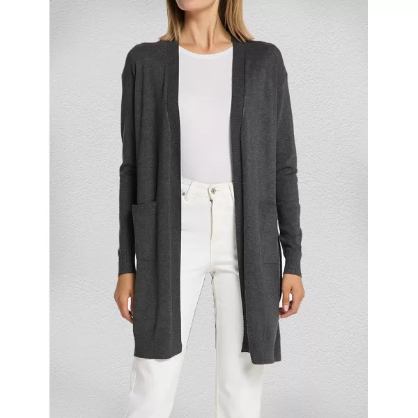 Yvette Womens Lightweight Longer Length Cardigan Sweater Available in Plus Size OpenFront Shrugs with PocketsBlack