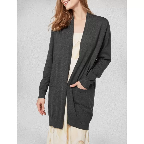 Yvette Womens Lightweight Longer Length Cardigan Sweater Available in Plus Size OpenFront Shrugs with PocketsBlack