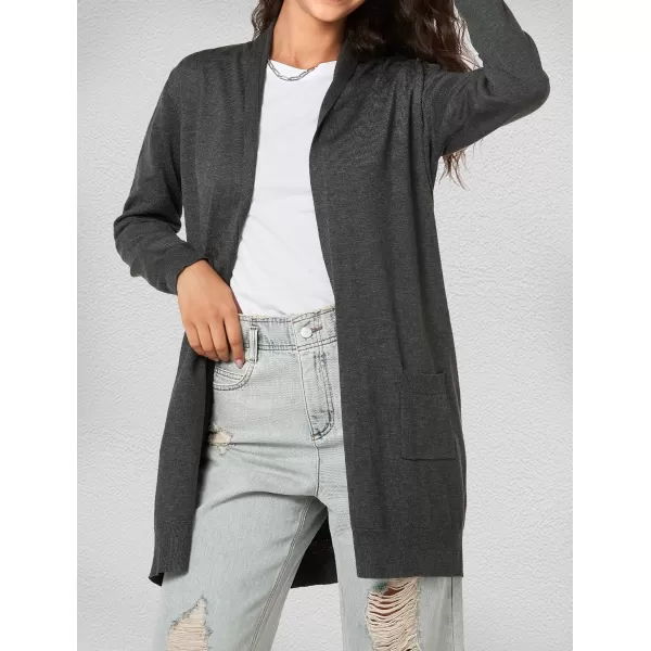 Yvette Womens Lightweight Longer Length Cardigan Sweater Available in Plus Size OpenFront Shrugs with PocketsBlack