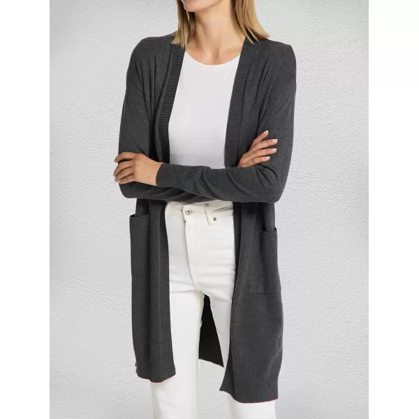Yvette Womens Lightweight Longer Length Cardigan Sweater Available in Plus Size OpenFront Shrugs with PocketsBlack