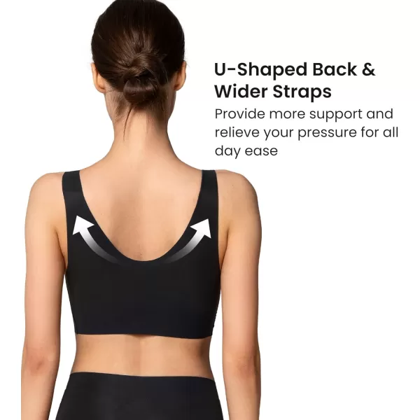 Yvette Womens Seamless Sleep Bra  Invisible Comfort Bra Bralettes for Women with Removable PadsBlack