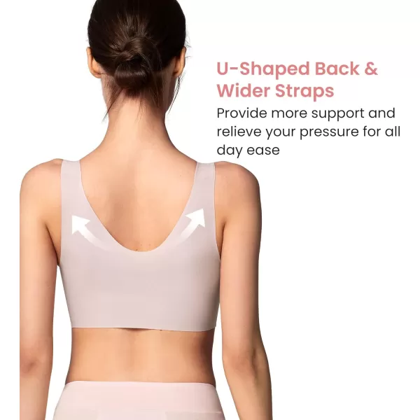 Yvette Womens Seamless Sleep Bra  Invisible Comfort Bra Bralettes for Women with Removable PadsPink