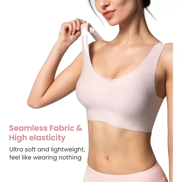 Yvette Womens Seamless Sleep Bra  Invisible Comfort Bra Bralettes for Women with Removable PadsPink