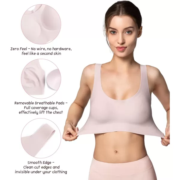 Yvette Womens Seamless Sleep Bra  Invisible Comfort Bra Bralettes for Women with Removable PadsPink