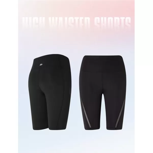 Yvette Womens Shorts Tummy Control High Waisted Mesh Splicing Yoga Bike Workout Butt Lifting Running Shorts for WomenBlack