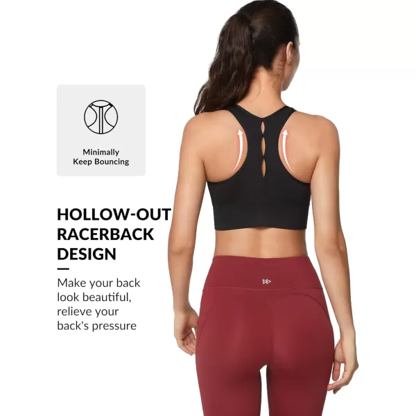 Yvette Womens Sports Bras High Impact Zip Front Sports Bra High Support Large Bust for Workout RunningBlack