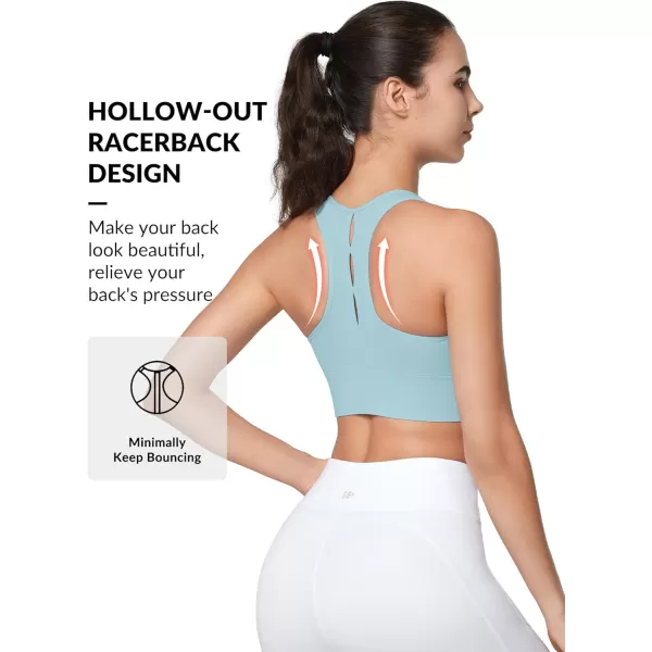 Yvette Womens Sports Bras High Impact Zip Front Sports Bra High Support Large Bust for Workout RunningBlue