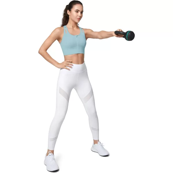 Yvette Womens Sports Bras High Impact Zip Front Sports Bra High Support Large Bust for Workout RunningBlue