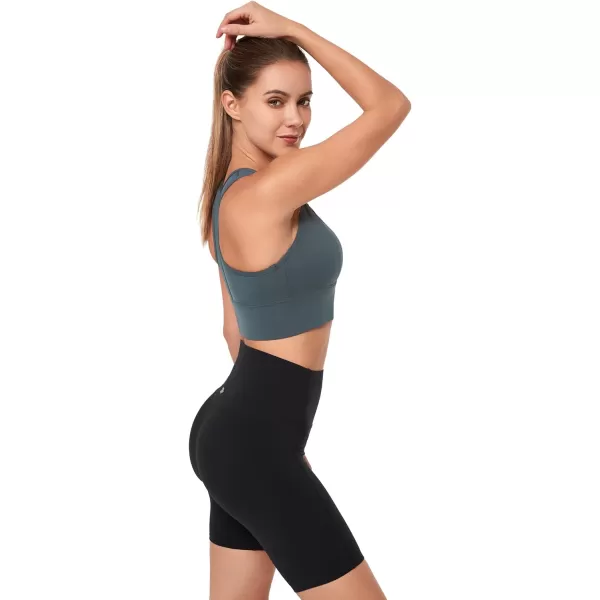 Yvette Womens Sports Bras High Impact Zip Front Sports Bra High Support Large Bust for Workout RunningHaze Blue