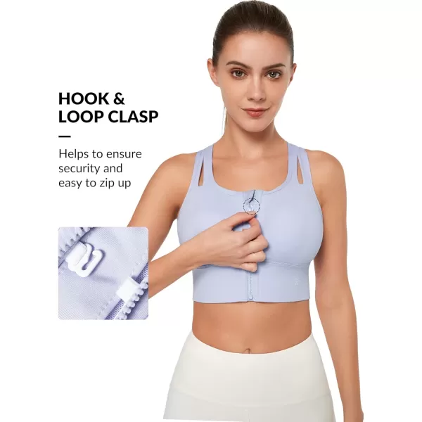 Yvette Womens Sports Bras High Impact Zip Front Sports Bra High Support Large Bust for Workout RunningPurple