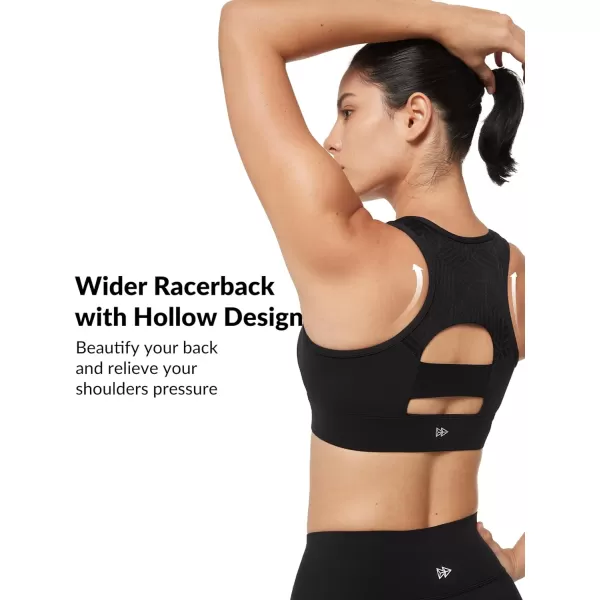 Yvette Womens Zip Front Closure Sports Bra High Impact Racerback Sports Bras for Running Plus SizeBlack