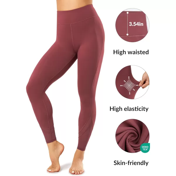 Yvette Workout Leggings for Women High Waist Buttery Soft Non SeeThrough Workout Running TightsBurgundy