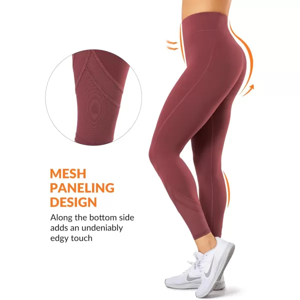 Yvette Workout Leggings for Women High Waist Buttery Soft Non SeeThrough Workout Running TightsBurgundy