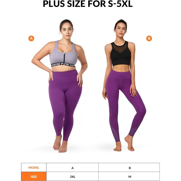 Yvette Workout Leggings for Women High Waist Buttery Soft Non SeeThrough Workout Running TightsGrape Purple