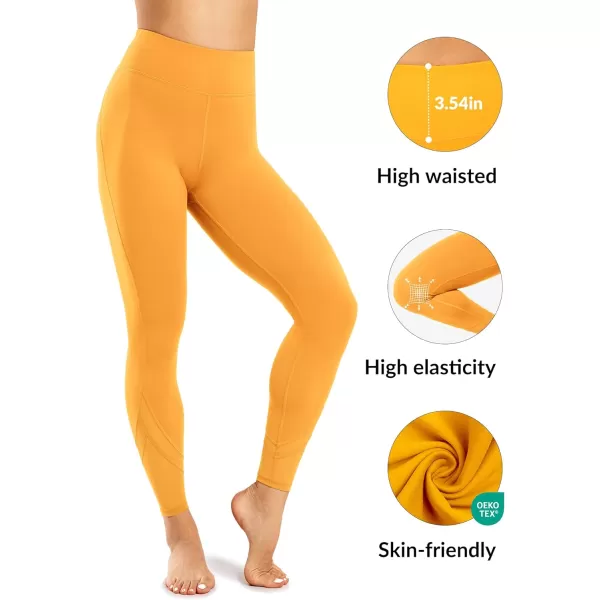 Yvette Workout Leggings for Women High Waist Buttery Soft Non SeeThrough Workout Running TightsYellow