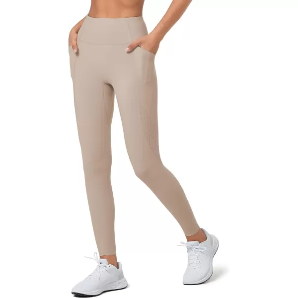 Yvette Workout Leggings for Women High Waist Tummy Control Yoga Pants with Pockets Non SeeThrough Butt Lifting TightsApricot
