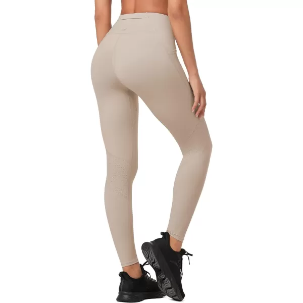 Yvette Workout Leggings for Women High Waist Tummy Control Yoga Pants with Pockets Non SeeThrough Butt Lifting TightsApricot