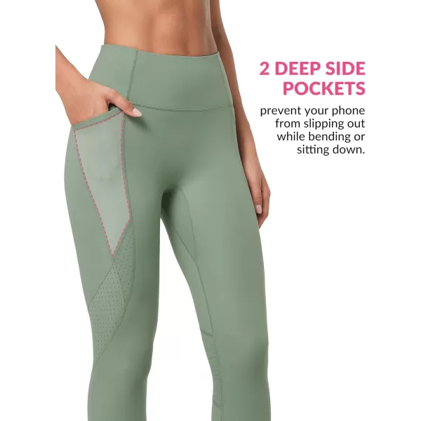 Yvette Workout Leggings for Women High Waist Tummy Control Yoga Pants with Pockets Non SeeThrough Butt Lifting TightsGreen