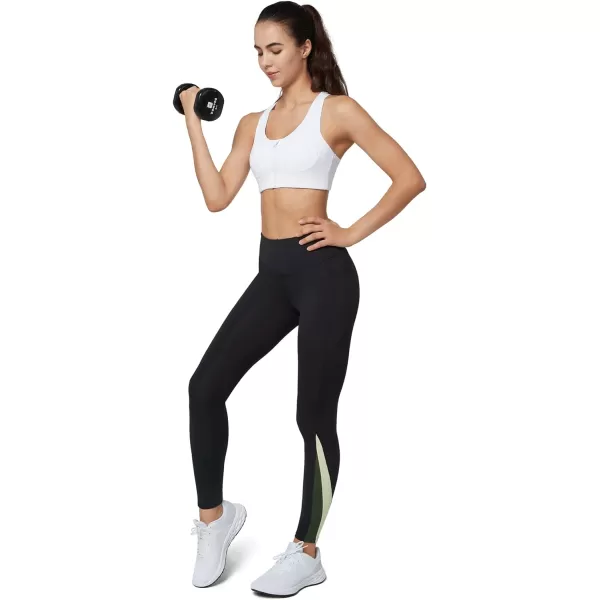 Yvette Workout Leggings with Pockets for Women High Waist Tummy Control Non SeeThrough Running TightsBlack