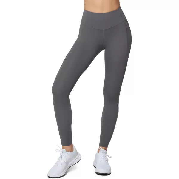 Yvette Workout Leggings with Pockets for Women High Waist Tummy Control Non SeeThrough Running TightsGrey
