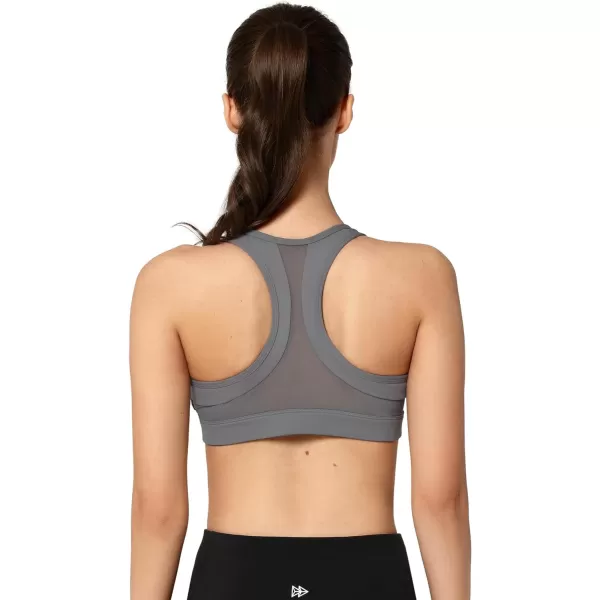 Yvette Zip Front Sports Bra  High Impact Sports Bras for Women Plus Size Workout Fitness RunningGrey