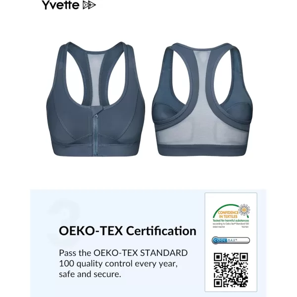 Yvette Zip Front Sports Bra  High Impact Sports Bras for Women Plus Size Workout Fitness RunningHaze BlueYvette Zip Front Sports Bra  High Impact Sports Bras for Women Plus Size Workout Fitness RunningHaze Blue
