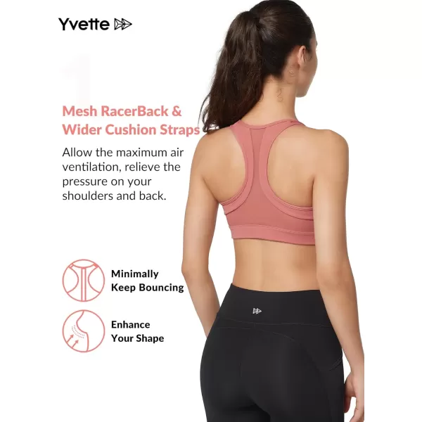 Yvette Zip Front Sports Bra  High Impact Sports Bras for Women Plus Size Workout Fitness RunningRose Red