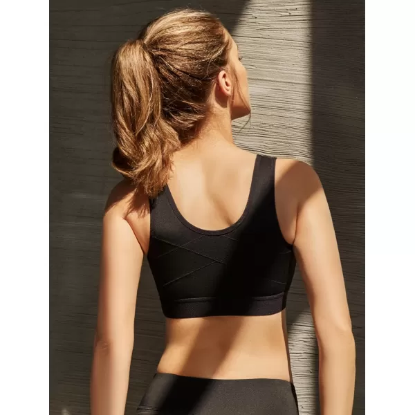 Yvette Zip Front Sports Bras 32A48DD Plus Size for Women High Impact Yoga Bra Wirefree No PaddingBlackPlease Size Up