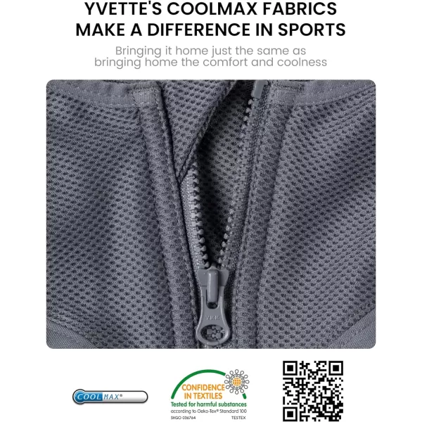 Yvette Zip Front Sports Bras 32A48DD Plus Size for Women High Impact Yoga Bra Wirefree No PaddingGrey