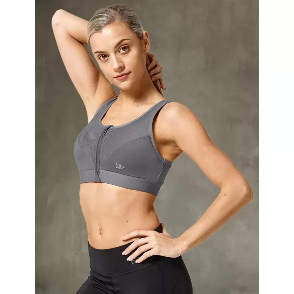 Yvette Zip Front Sports Bras 32A48DD Plus Size for Women High Impact Yoga Bra Wirefree No PaddingGreyPlease Size Up