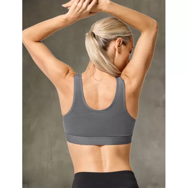 Yvette Zip Front Sports Bras 32A48DD Plus Size for Women High Impact Yoga Bra Wirefree No PaddingGreyPlease Size Up