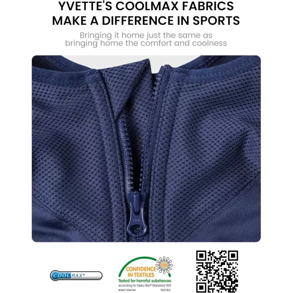 Yvette Zip Front Sports Bras 32A48DD Plus Size for Women High Impact Yoga Bra Wirefree No PaddingNavy