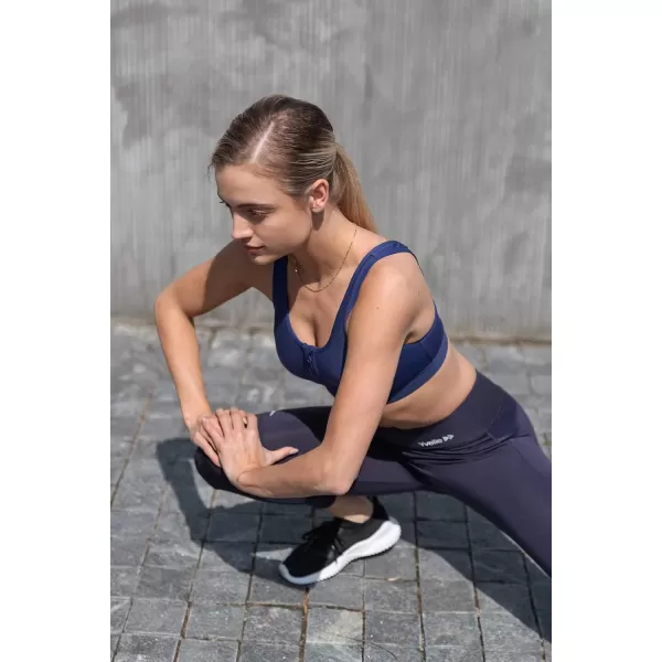 Yvette Zip Front Sports Bras 32A48DD Plus Size for Women High Impact Yoga Bra Wirefree No PaddingNavy