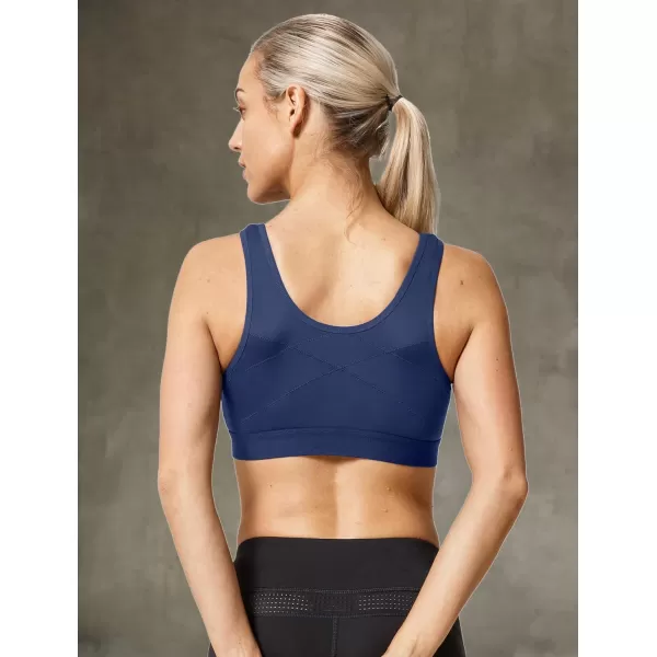 Yvette Zip Front Sports Bras 32A48DD Plus Size for Women High Impact Yoga Bra Wirefree No PaddingNavyPlease Size Up