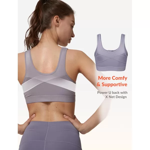 Yvette Zip Front Sports Bras 32A48DD Plus Size for Women High Impact Yoga Bra Wirefree No PaddingPurplePlease Size Up