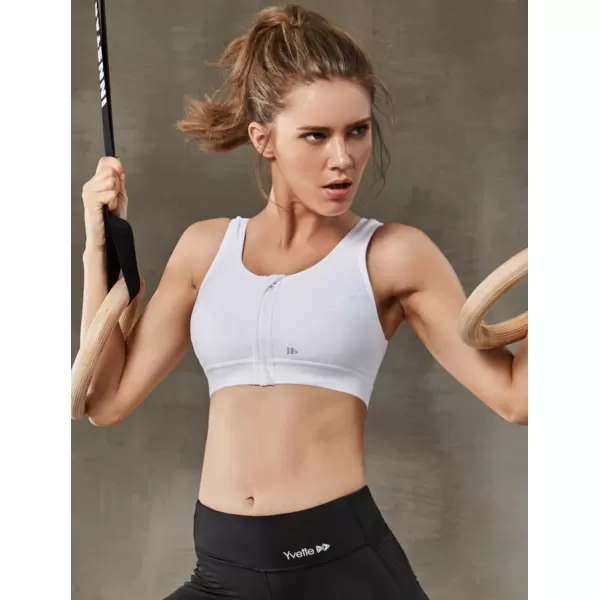 Yvette Zip Front Sports Bras 32A48DD Plus Size for Women High Impact Yoga Bra Wirefree No PaddingWhitePlease Size Up