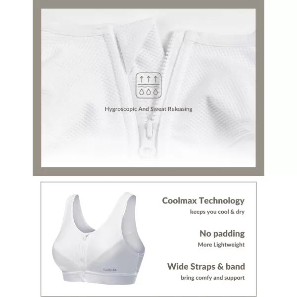 Yvette Zip Front Sports Bras 32A48DD Plus Size for Women High Impact Yoga Bra Wirefree No PaddingWhitePlease Size Up