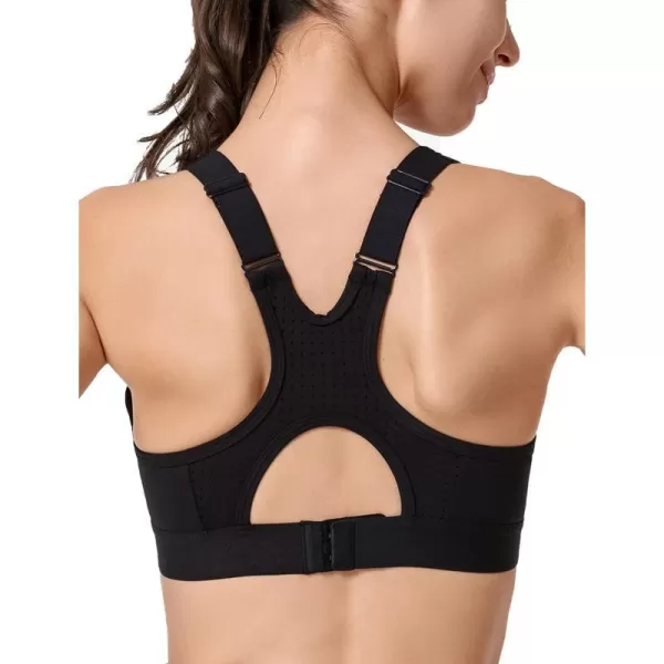 Yvette Adjustable High Impact Support Bra  Racerback Sports Bras for Rnning WorkoutBlack