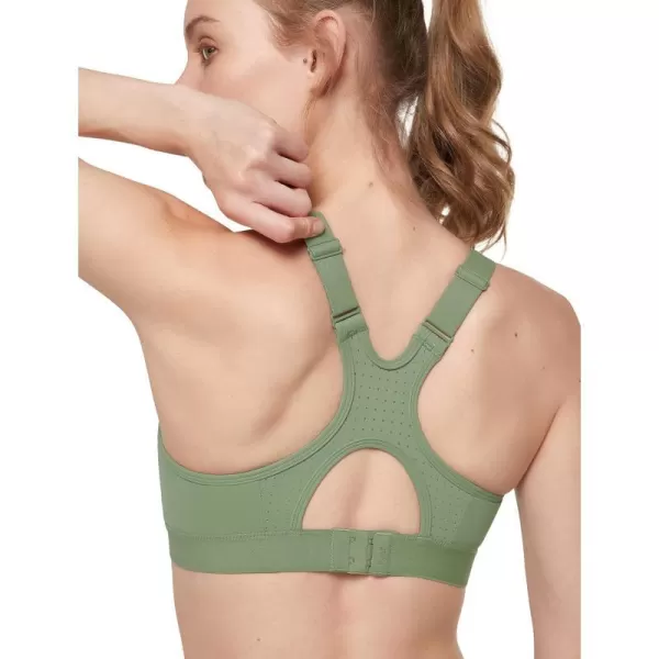 Yvette Adjustable High Impact Support Bra  Racerback Sports Bras for Rnning WorkoutGreen