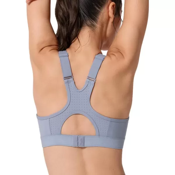 Yvette Adjustable High Impact Support Bra  Racerback Sports Bras for Rnning WorkoutGrey