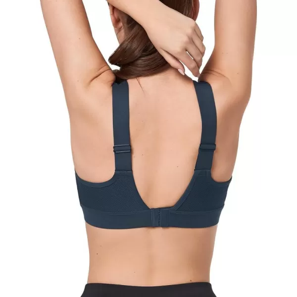 Yvette Adjustable Molded Cup Supportive Sports Bras  High Impact Wireless Bra for Large BreastsNavy Blue