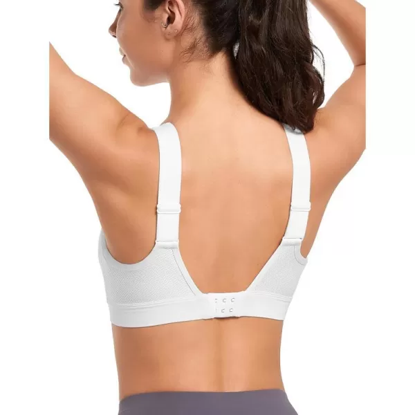 Yvette Adjustable Molded Cup Supportive Sports Bras  High Impact Wireless Bra for Large BreastsWhite