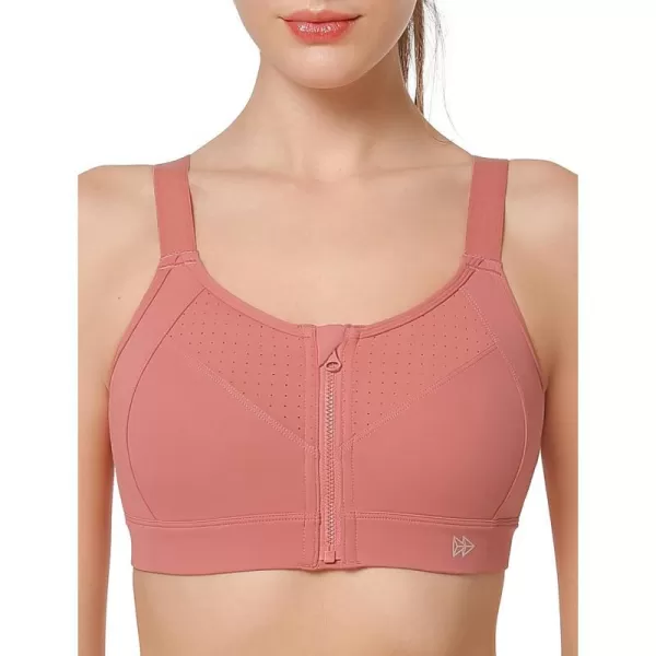 Yvette Adjustable Sports Bras for Women High Impact  Zip Front Sports Bra Plus Size for Running WorkoutRose Red